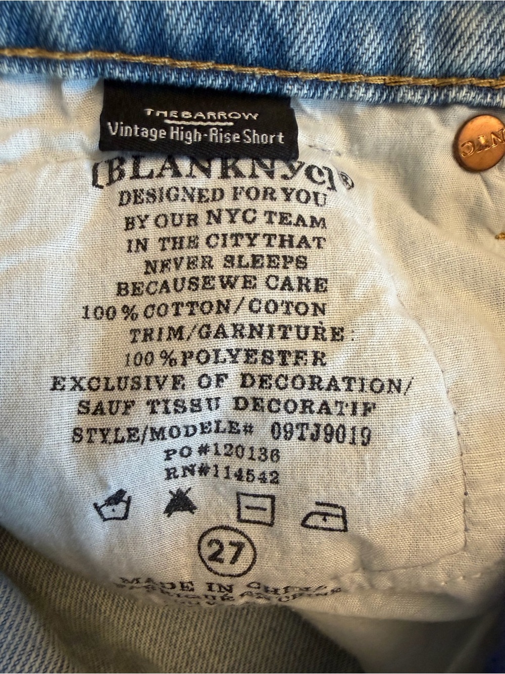 Blank NYC Crocheted Patch Light Blue Denim Shorts-Size 27 - Picture 6 of 6